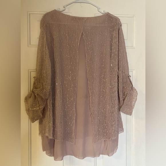 Simply Couture Women’s 3/4 Sleeve Blush Color Layered Blouse 1X‎ - Picture 8 of 13